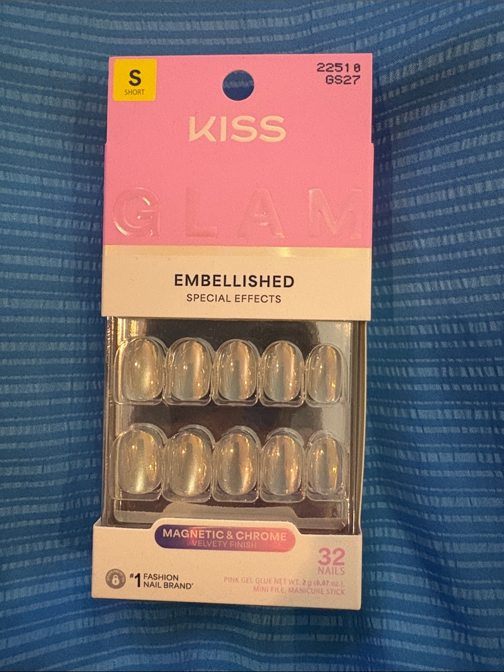Kiss Embellished Magnetic Chrome Press-On Nails - Silver